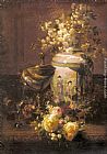Jean-Baptiste Robie Still Life With Japanese Vase And Flowers painting